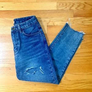 High-Rise Distressed Cropped Jeans